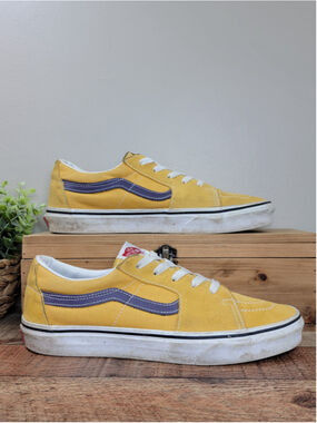 Vans 9.5 SK8 Low Top Honey Gold Purple Velvet Lakers Suede Canvas Shoes Sneakers